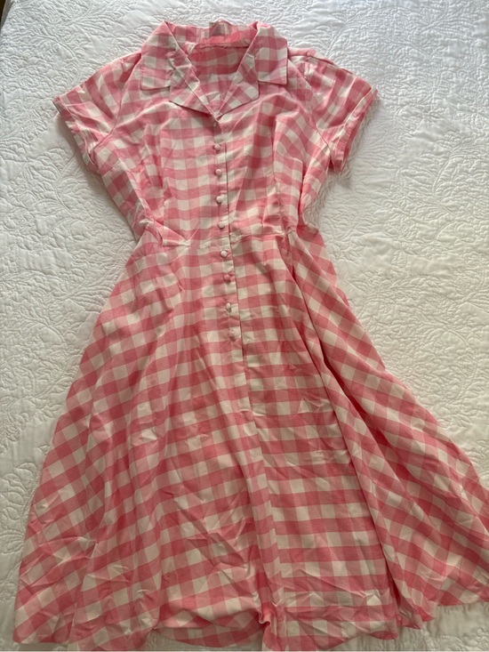 Unique Vintage Dresses & Skirts - Unique Vintage Pinup Shirt Dress Pink Gingham 1950s 3XL Plus 1940s Rockabilly